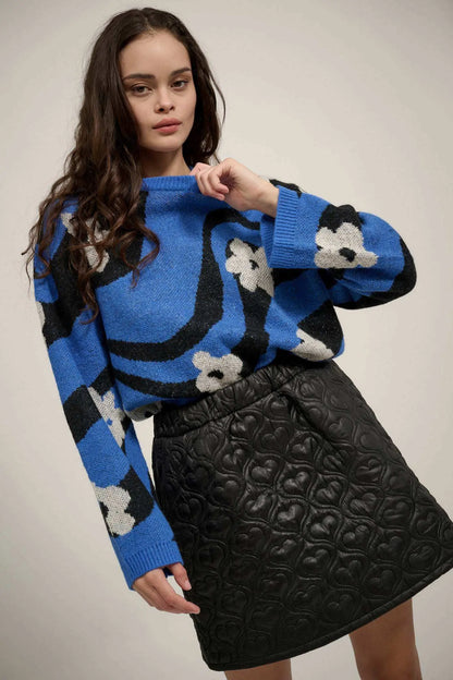 Warm Blooms Striped and Floral Sweater