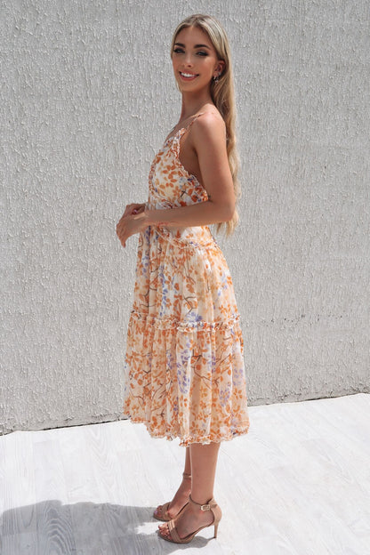 Lucianna Midi Dress - Sunrise Print