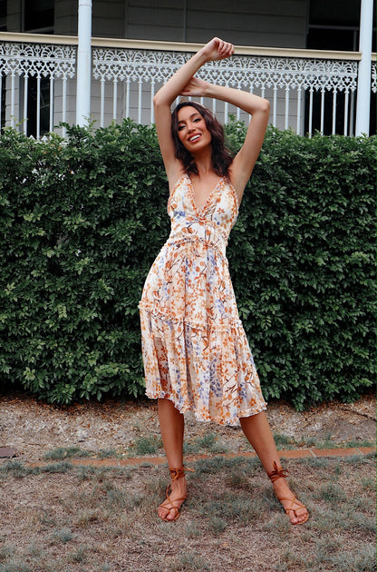 Lucianna Midi Dress - Sunrise Print