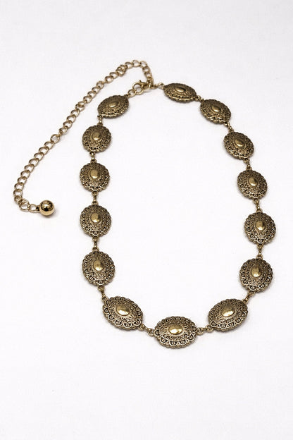 Lancaster Ornate Gold Concho Chain Belt