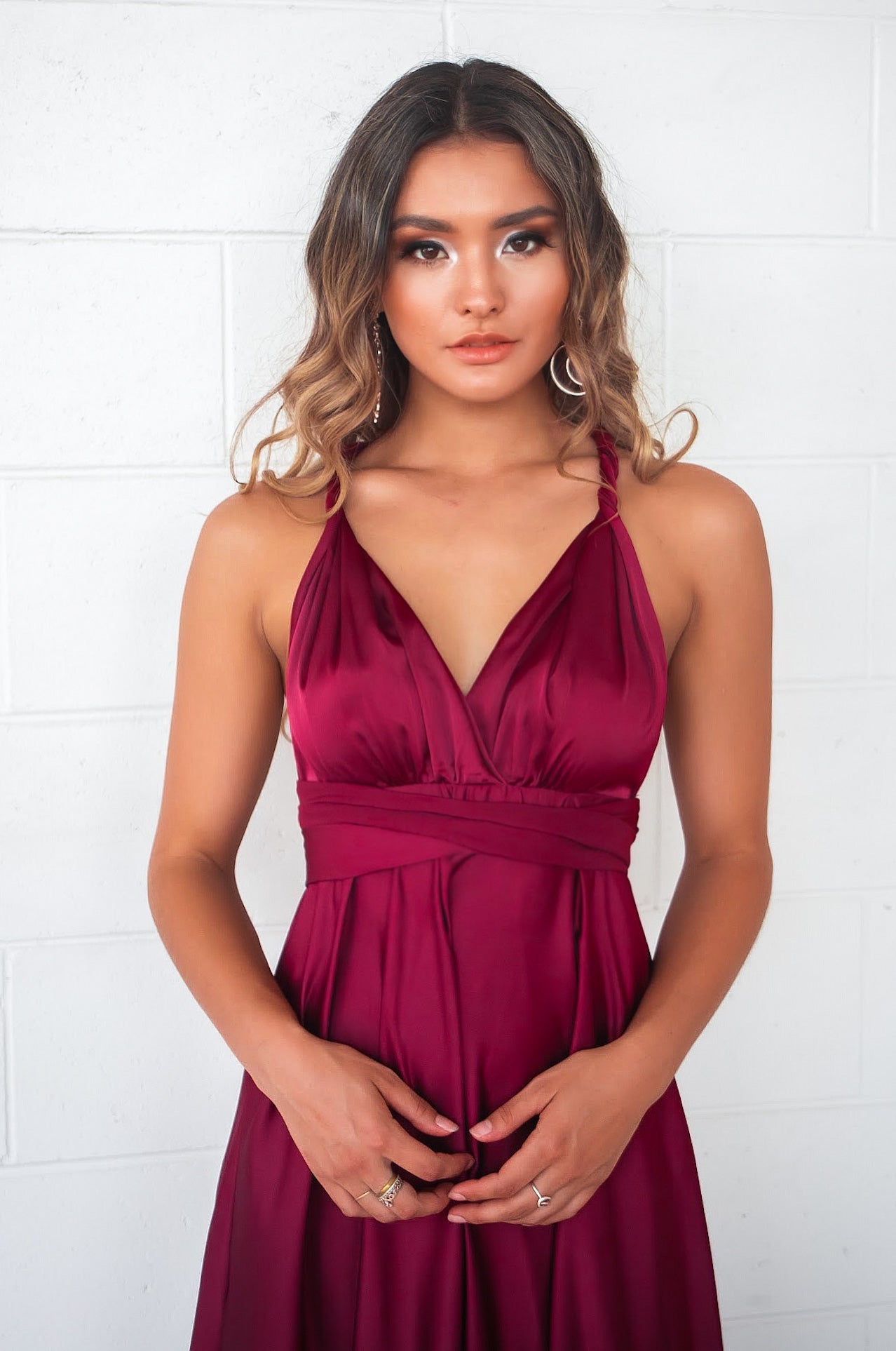 Pandora Multiway Gown - Wine Satin