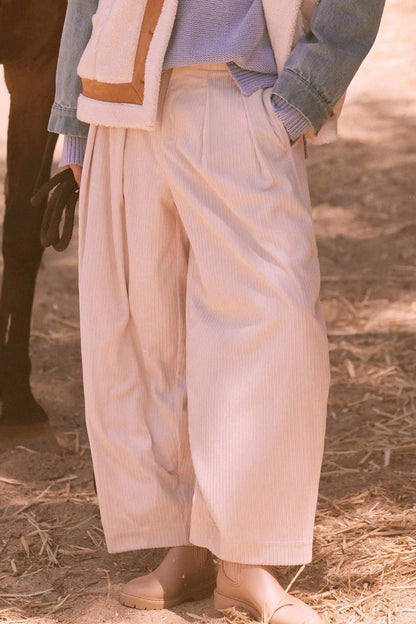 Into the Groove Pleated Wide-Leg Corduroy Pants