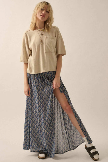 Easy Fit Raw-Edge Loose-Fit Pocket Tee