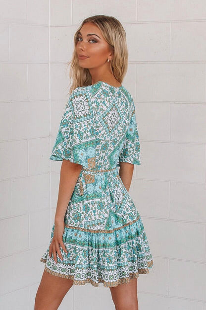 Nevada Aqua Wrap Dress