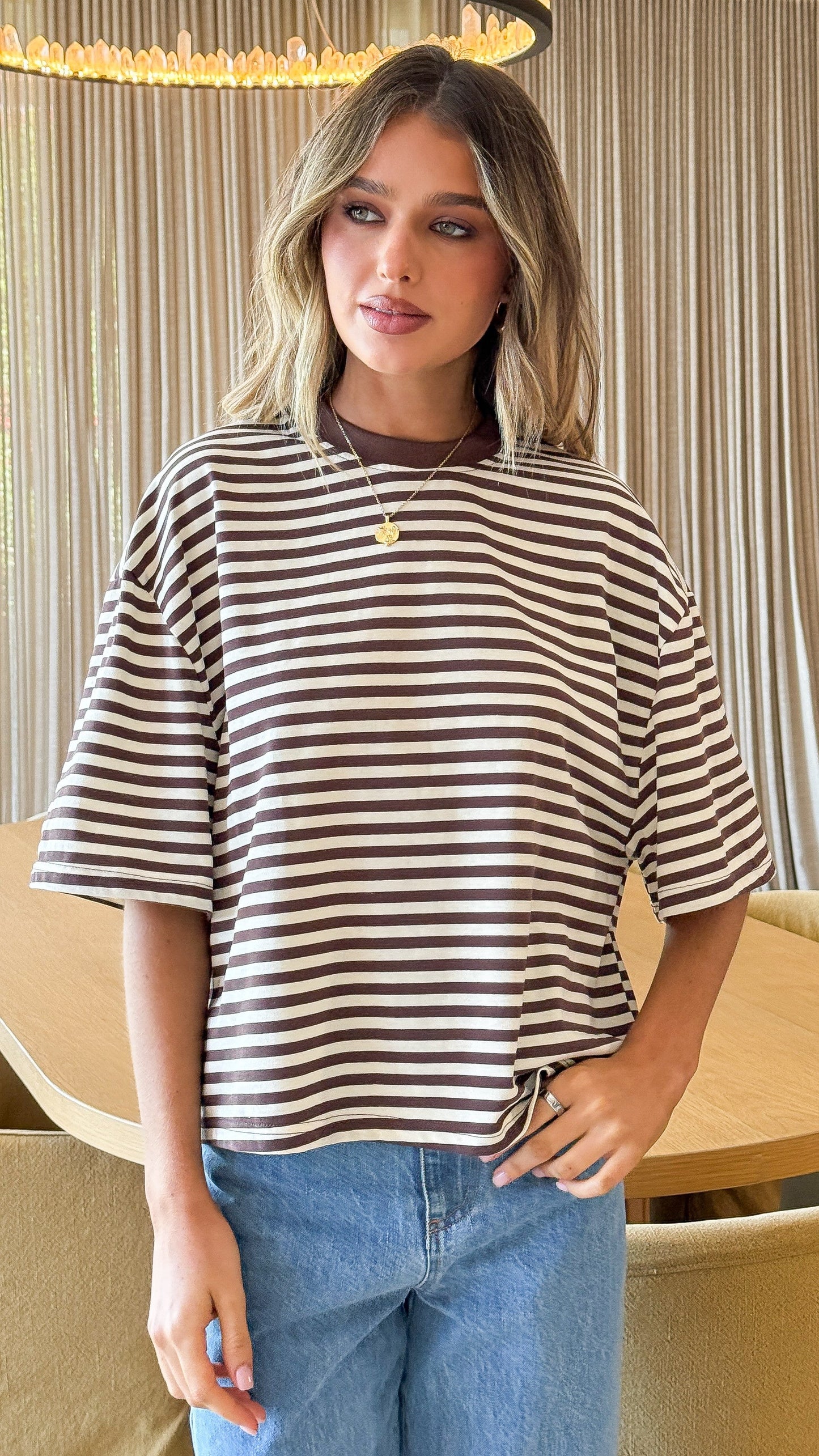 Paige Tee - Chocolate Stripe