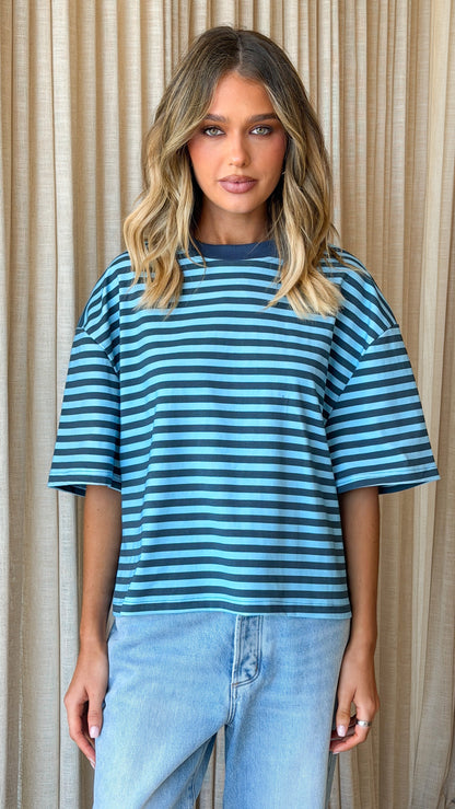 Paige Tee - Blue Stripe