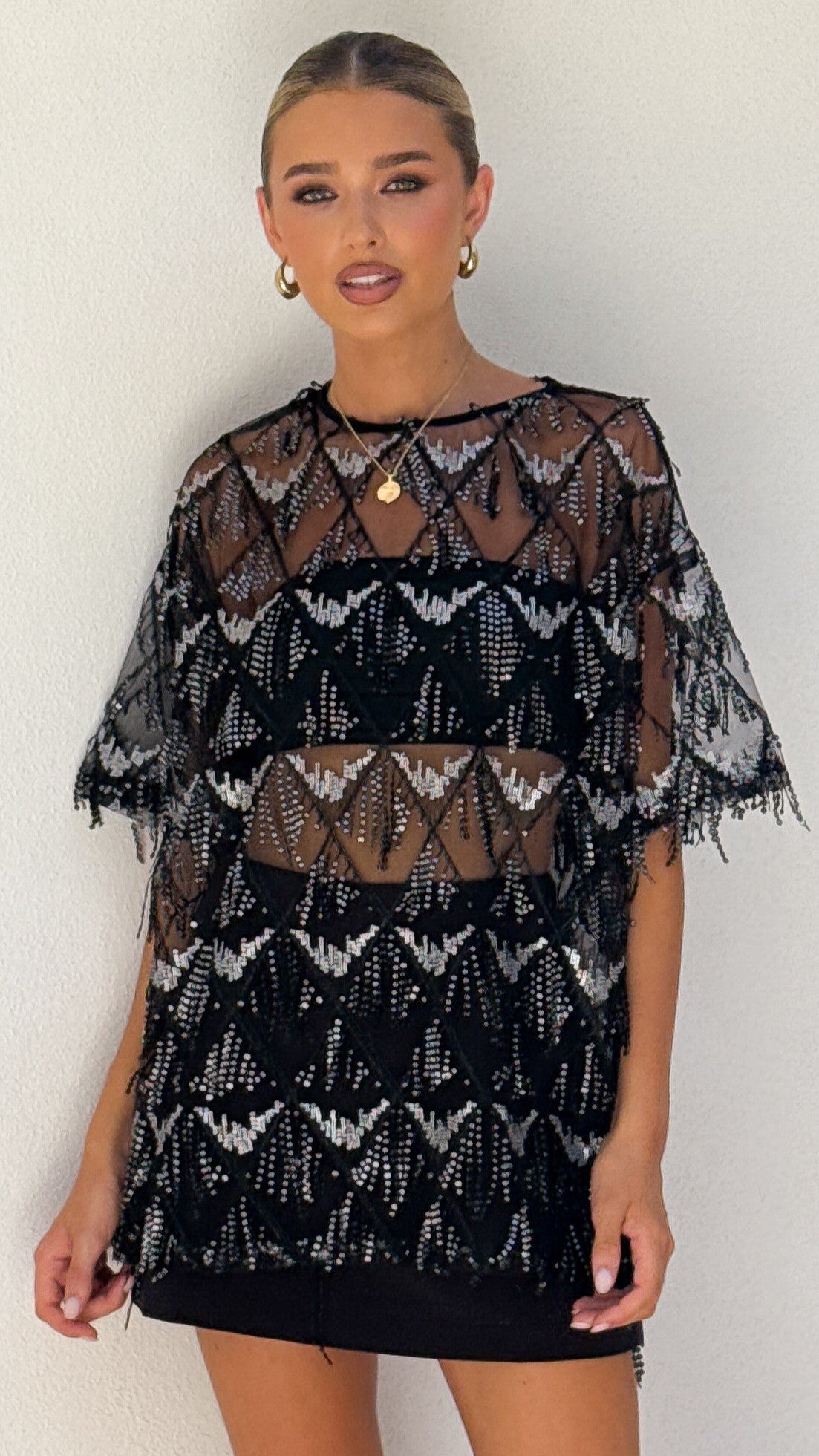 Lira Sequin Tee - Black