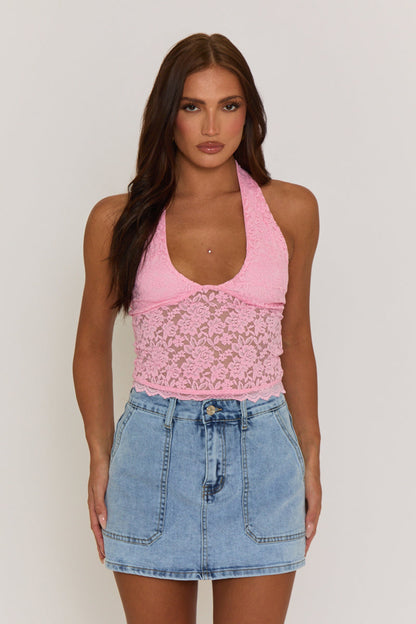 Acid Wash Blue Pocket Detail Denim Mini Skirt - Melania