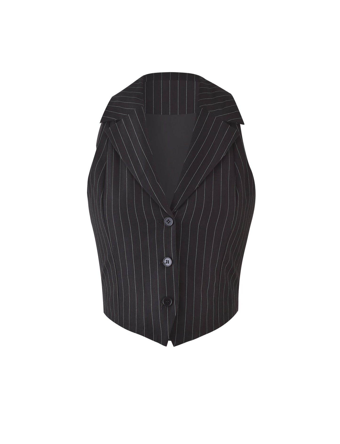 TAMARA VEST - BLACK : PINSTRIPE