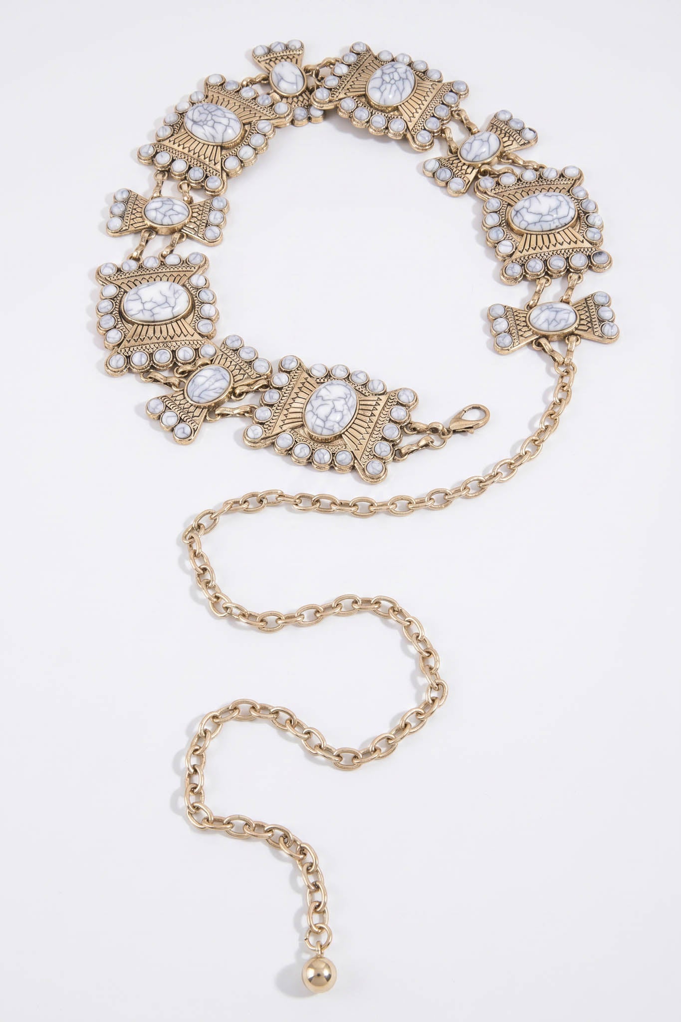 Hollyridge White Turquoise Concho Chain Belt