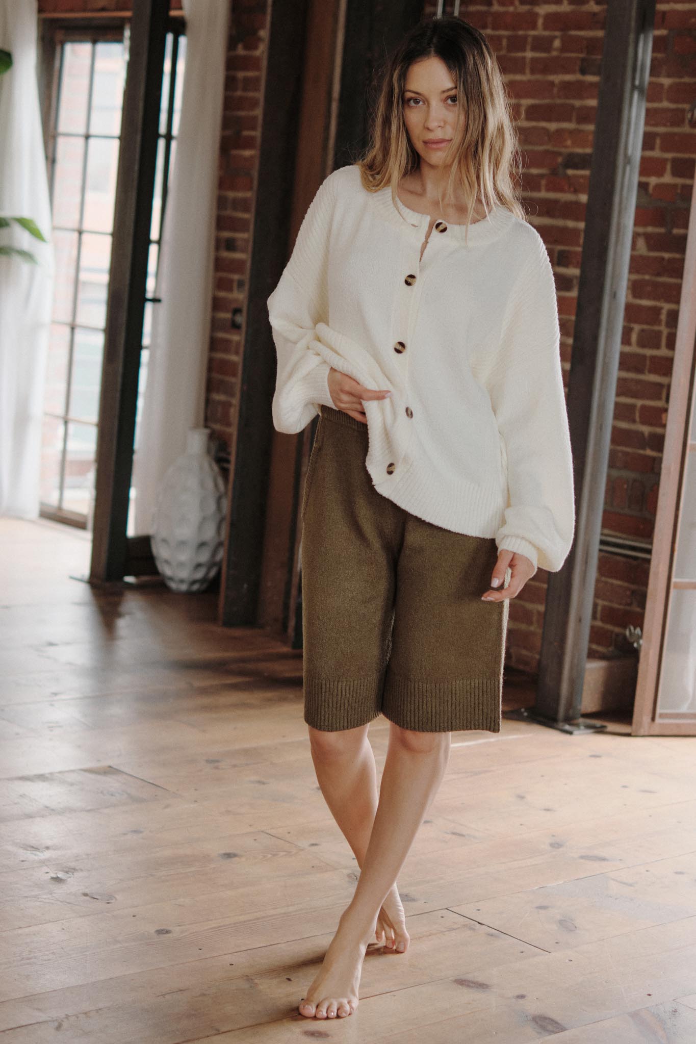 Promise the Label Textured Knit Sweater Shorts