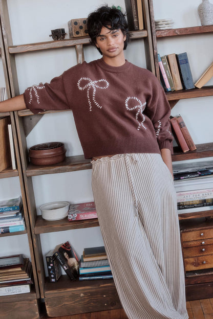All Lined Up Pinstripe Wide-Leg Drawstring Pants
