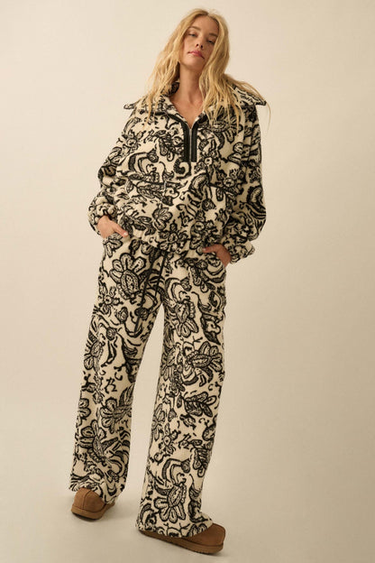 Just A Dream Paisley Fleece Wide-Leg Pants