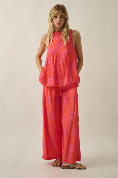 Delightful Days Floral Wide-Leg Drawstring Pants