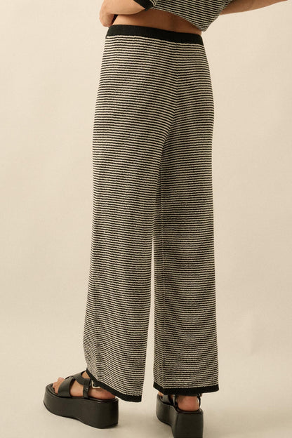 Blessed Day Striped Knit Drawstring Sweater Pants