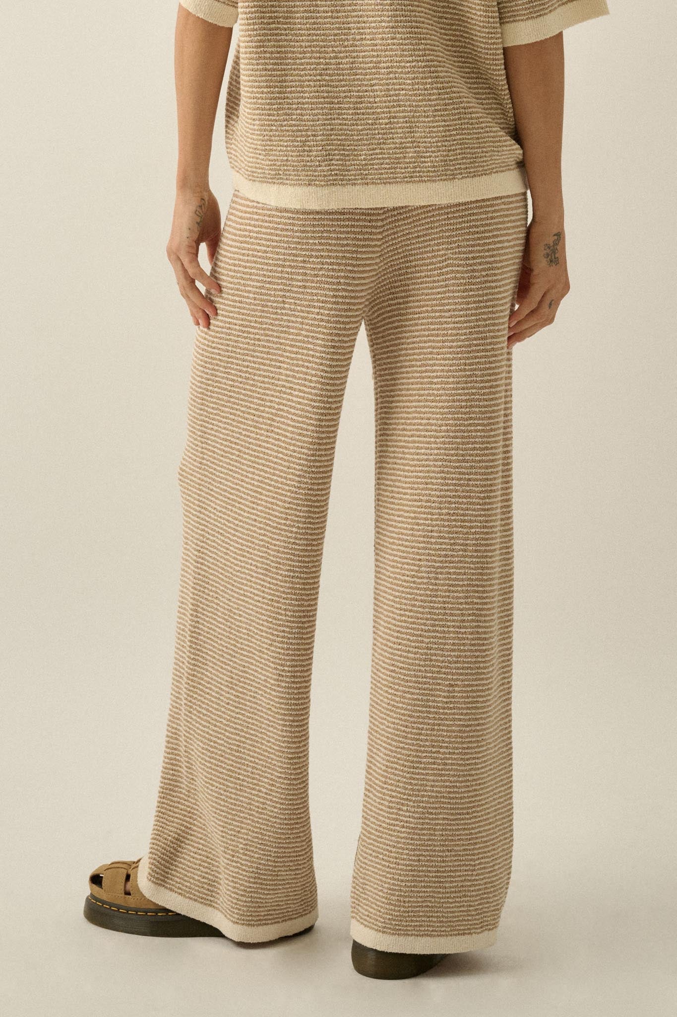 Blessed Day Striped Knit Drawstring Sweater Pants