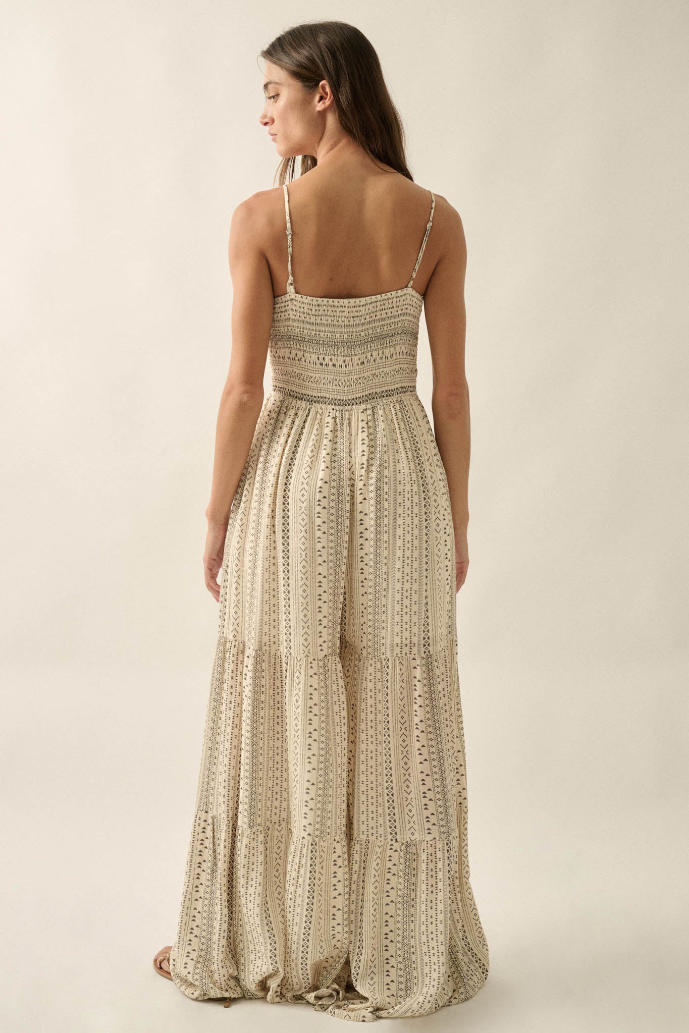 Wild Adventure Geo-Print Tiered Wide-Leg Jumpsuit