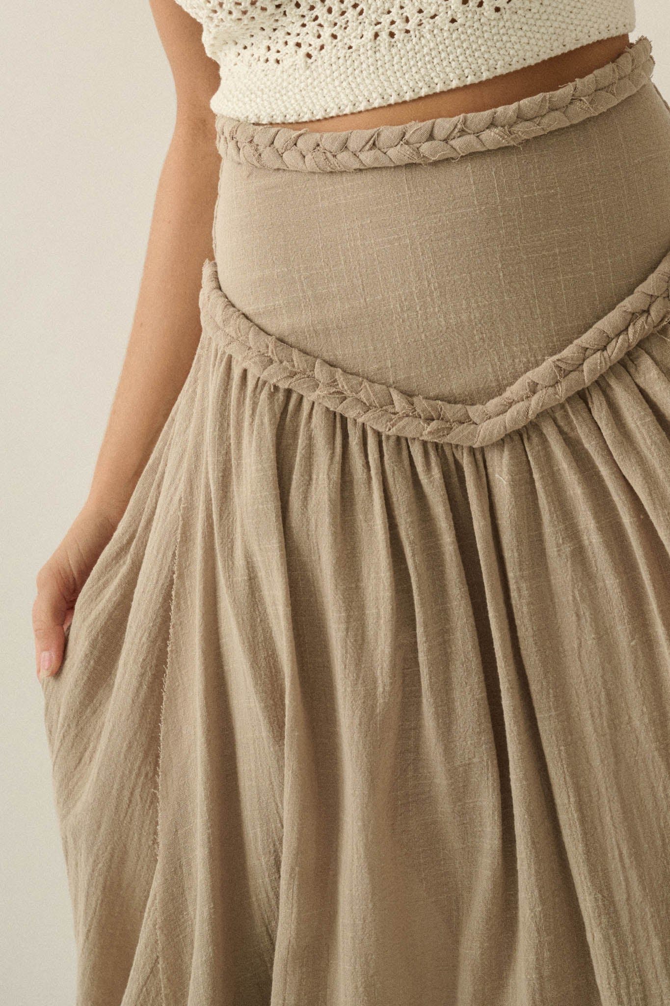 Breath of Air Cotton Gauze Drop-Waist Maxi Skort
