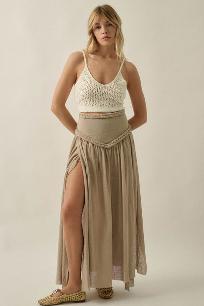 Breath of Air Cotton Gauze Drop-Waist Maxi Skort