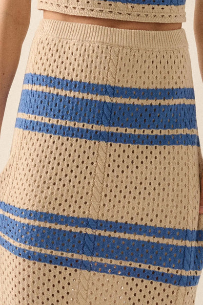 Perfect Timing Striped Crochet Knit Maxi Skirt