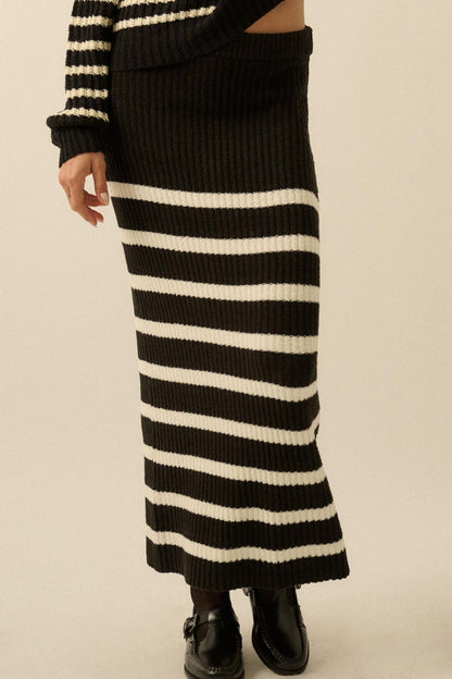Promise the Label Striped Maxi Sweater Skirt