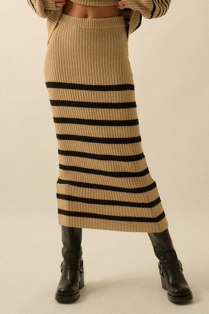 Promise the Label Striped Maxi Sweater Skirt
