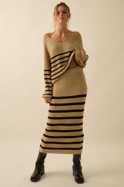 Promise the Label Striped Maxi Sweater Skirt