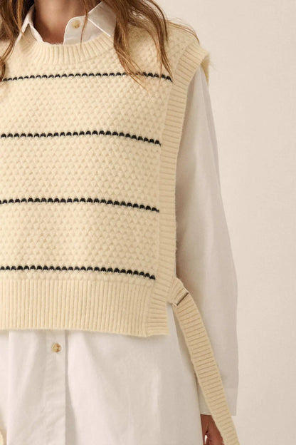 Study Date Striped Knit Side-Tie Sweater Vest