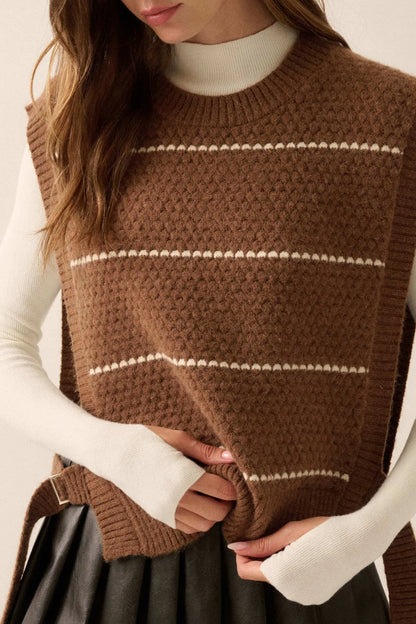 Study Date Striped Knit Side-Tie Sweater Vest
