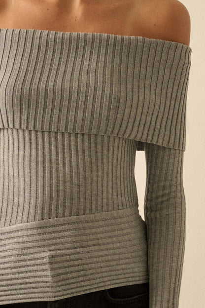 So Fine Semi-Sheer Rib-Knit Foldover Top