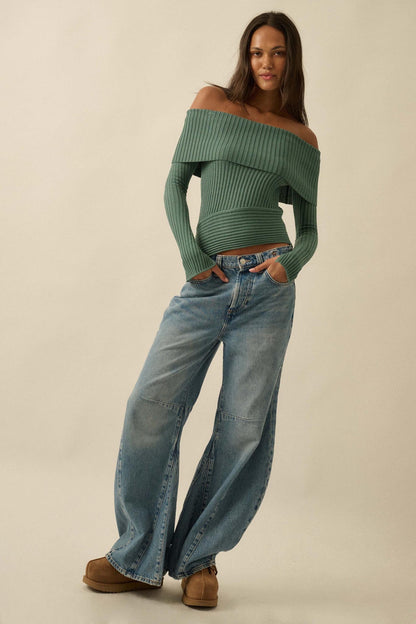 So Fine Semi-Sheer Rib-Knit Foldover Top