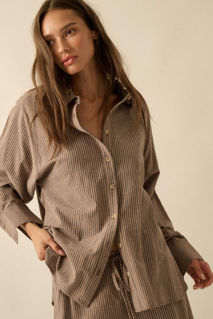 Straight Ahead Double Pinstripe Button-Up Shirt