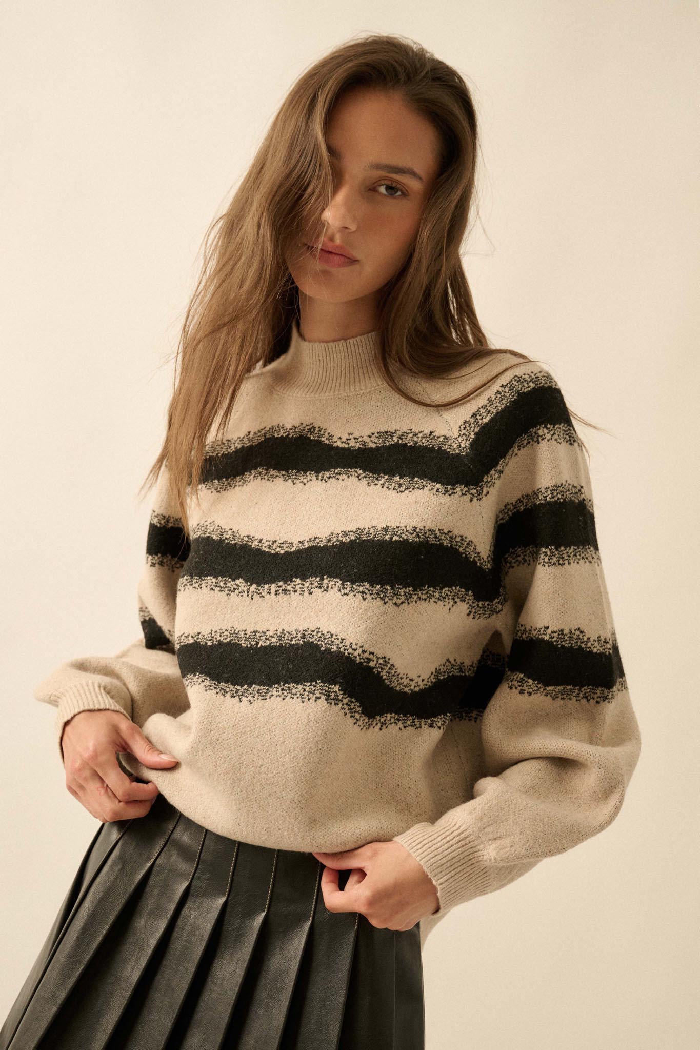 Stroke of Genius Striped Jacquard-Knit Sweater