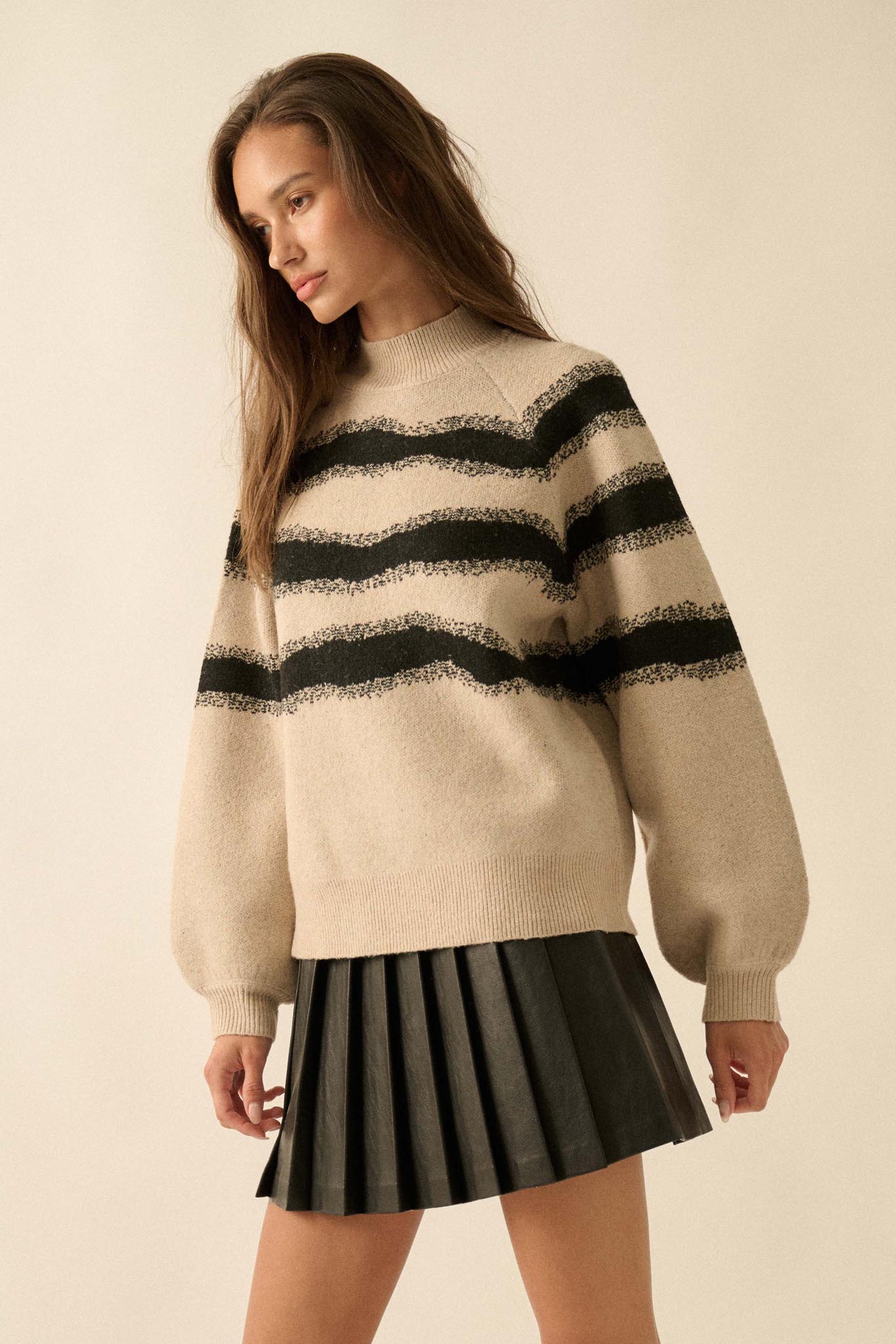 Stroke of Genius Striped Jacquard-Knit Sweater