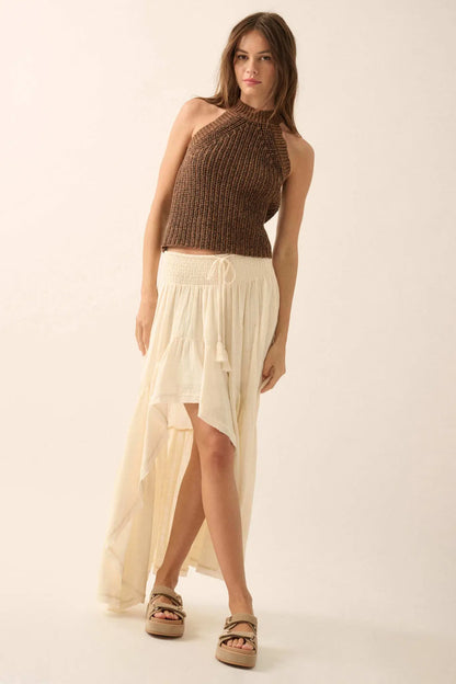 Take It Slow Rib-Knit Halter Sweater Tank Top