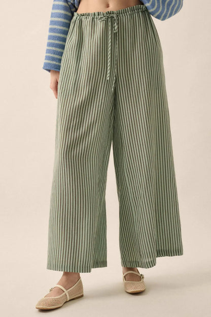 Stroll Goals Striped Wide-Leg Drawstring Pants
