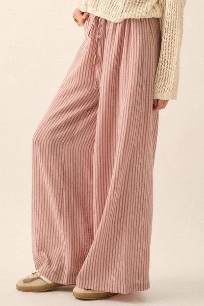 Stroll Goals Striped Wide-Leg Drawstring Pants