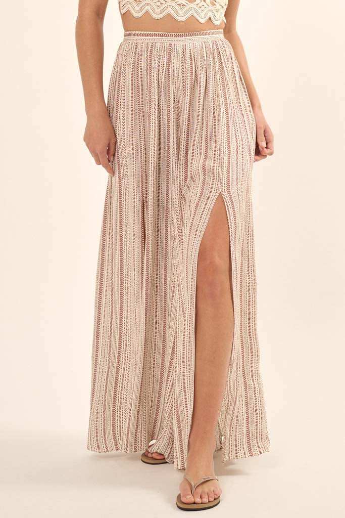 Journey Begins Geo-Print Wide-Leg Split Pants