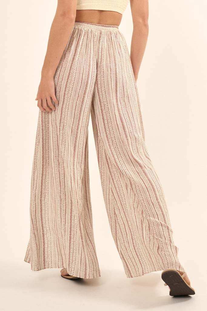 Journey Begins Geo-Print Wide-Leg Split Pants