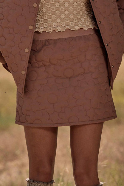 Plush Petals Floral Quilted A-Line Mini Skirt