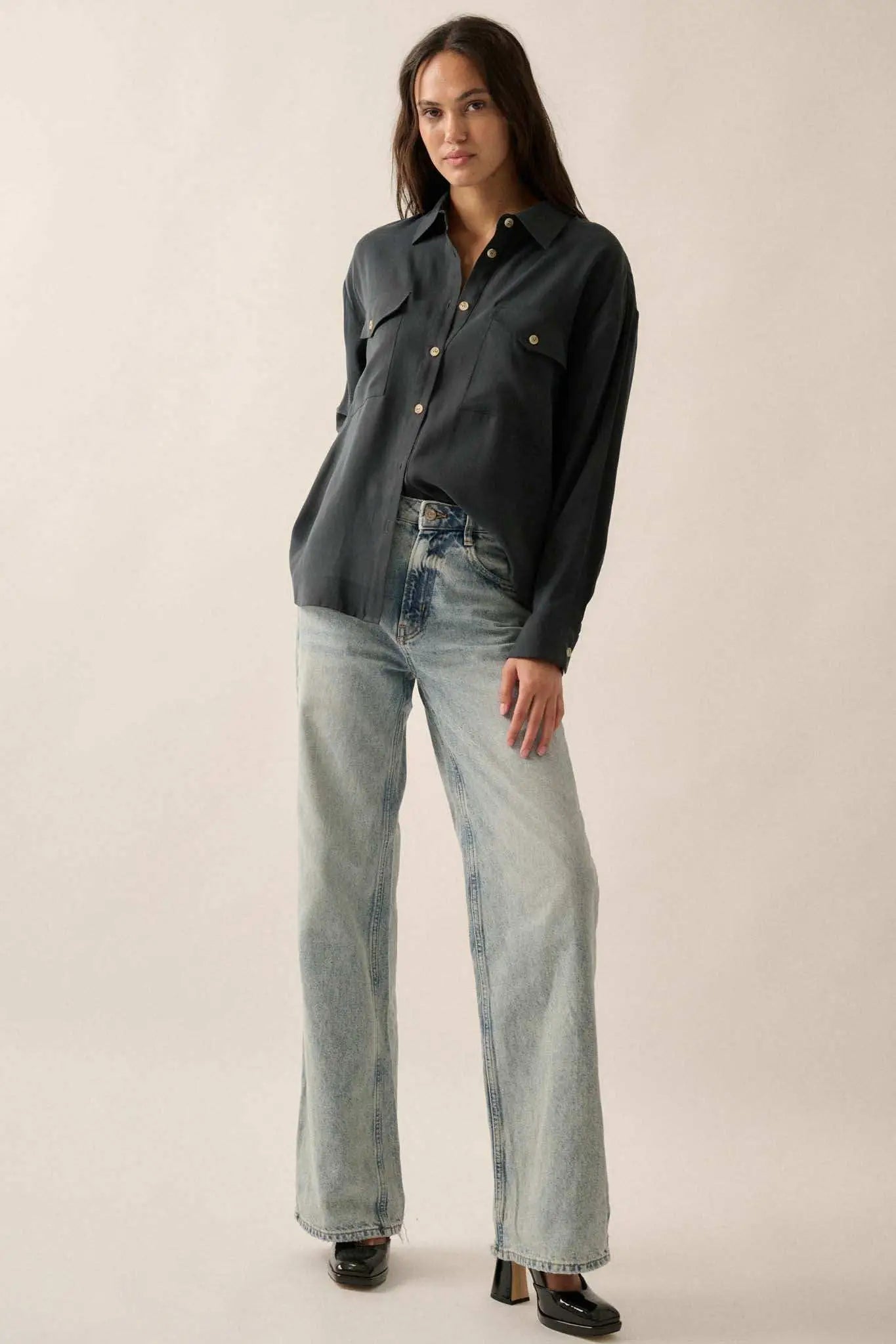 Work Ethic Solid Button-Up Pocket Shirt