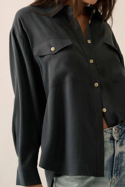 Work Ethic Solid Button-Up Pocket Shirt