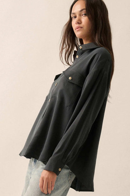 Work Ethic Solid Button-Up Pocket Shirt