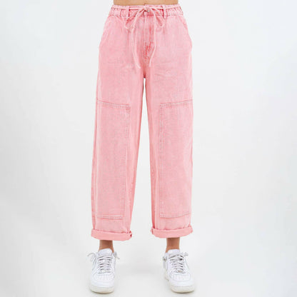 Color Washed Barrel Fit Pants
