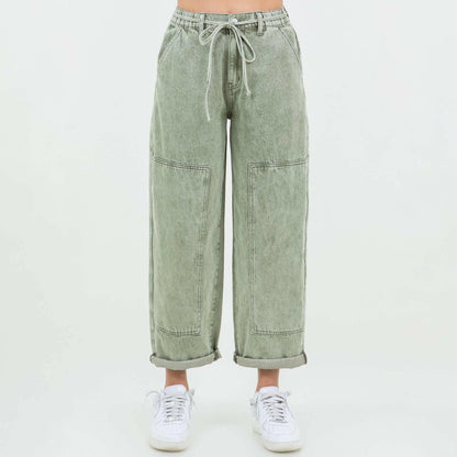 Color Washed Barrel Fit Pants