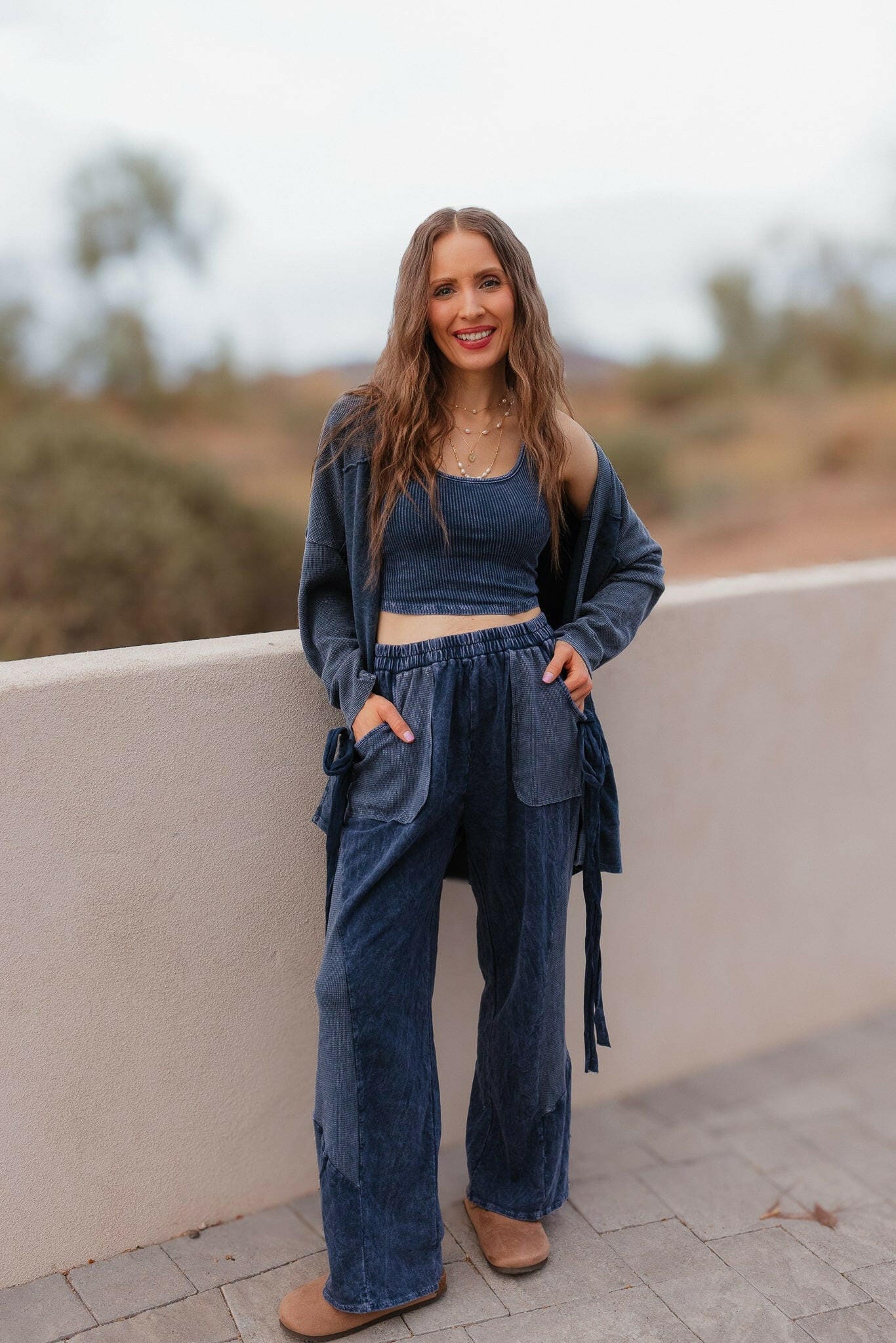 J.HER Mineral Wash Side Ribbon Bow pants