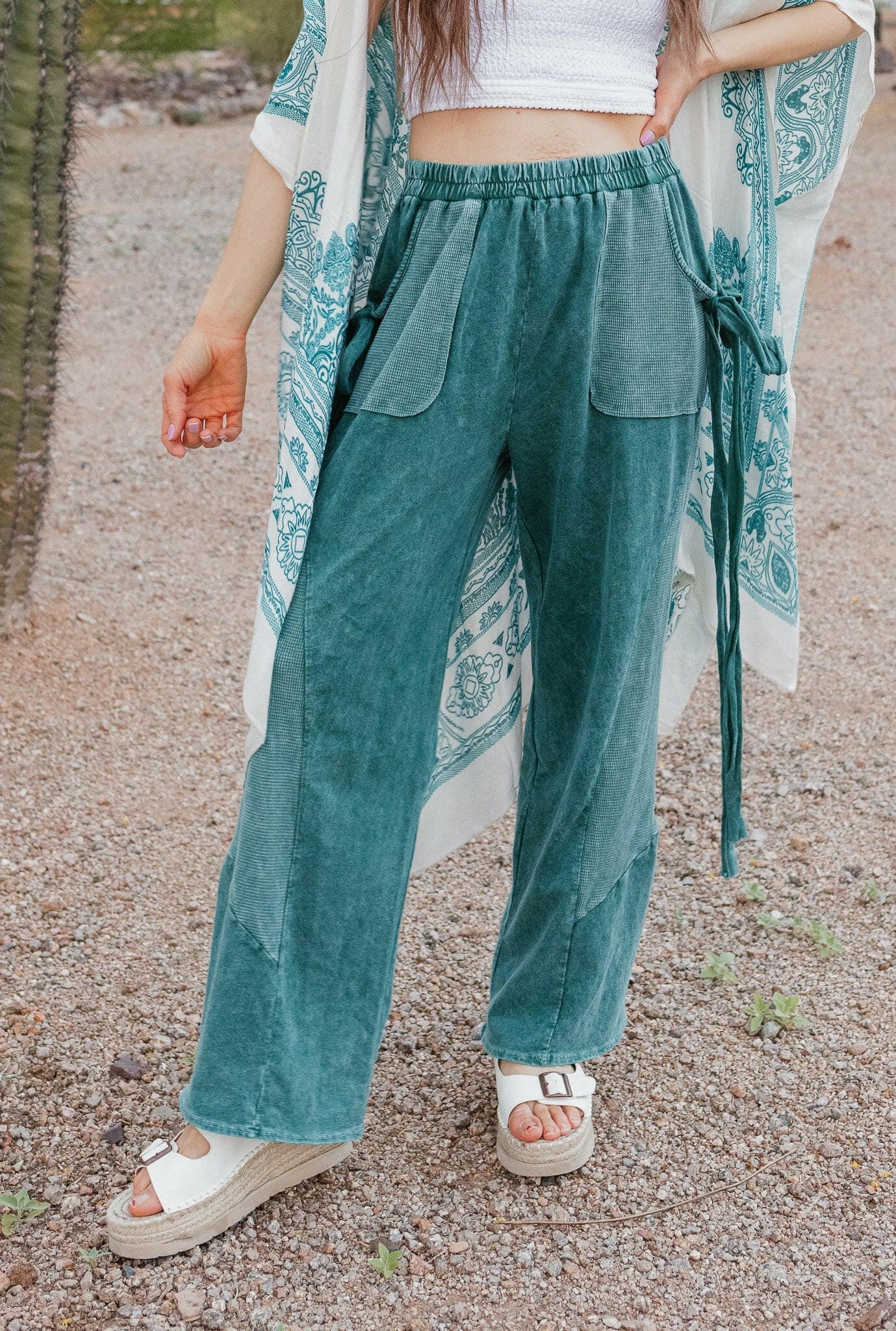 J.HER Mineral Wash Side Ribbon Bow pants