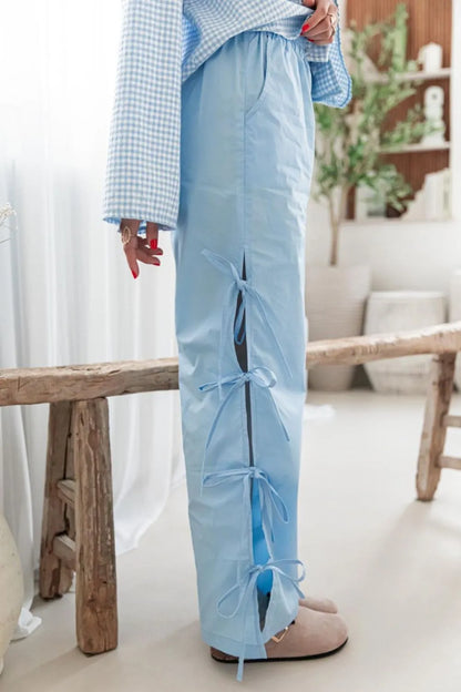 Side Tied Pants with Pockets