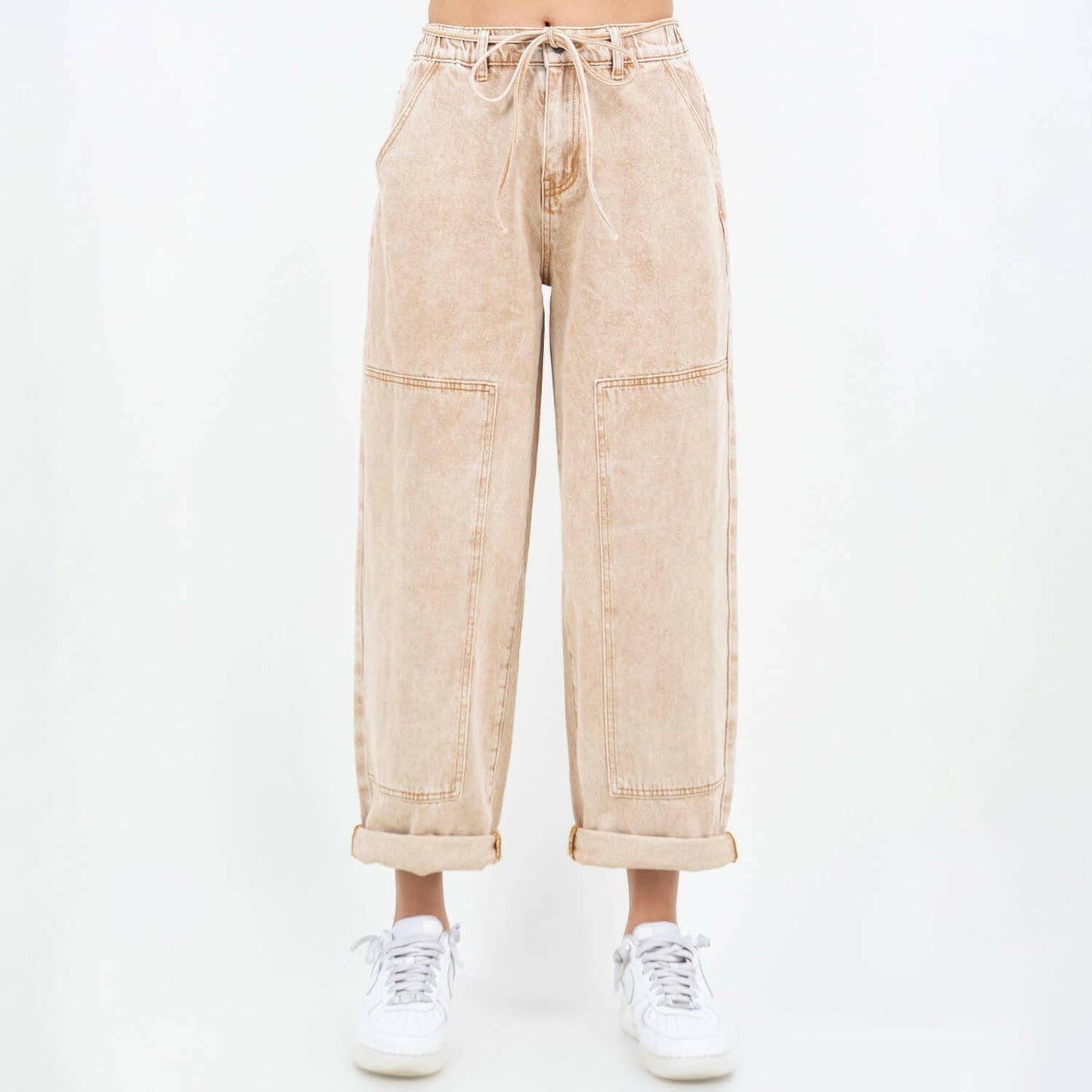 Color Washed Barrel Fit Pants