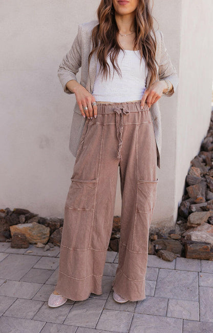 Seaside Breeze Mineral Wash Wide Leg Cropped Pants